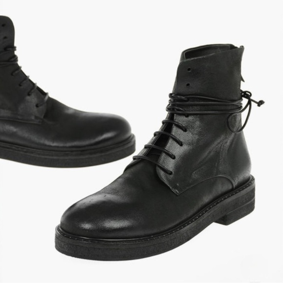 MARSELL PARRUCCA NABUCK LEATHER ZIPPED COMBAT BOOTS BOOTIES BLACK SIZE 6 NEW - Picture 3 of 16